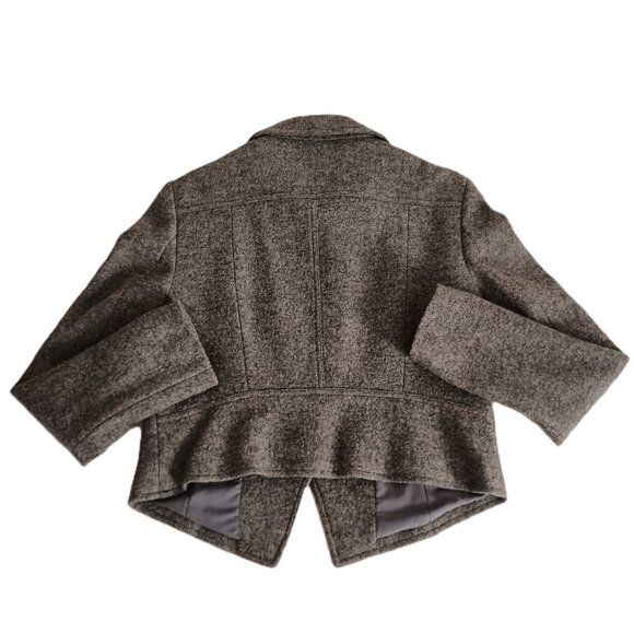 Ann Taylor Wool Blend Gray Textured Cropped Asymmetrical Jacket Women’s Size M - Picture 5 of 15